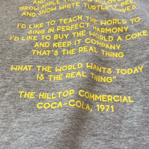Coca-Cola Grey Hoodie Perfect Harmony The Hilltop Commercial 1971 Small - Picture 10 of 10